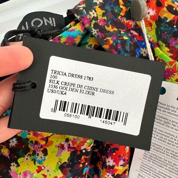 SALONI Women’s Tricia One Shoulder Multicolor Floral Crepe Mini Dress - Picture 5 of 11